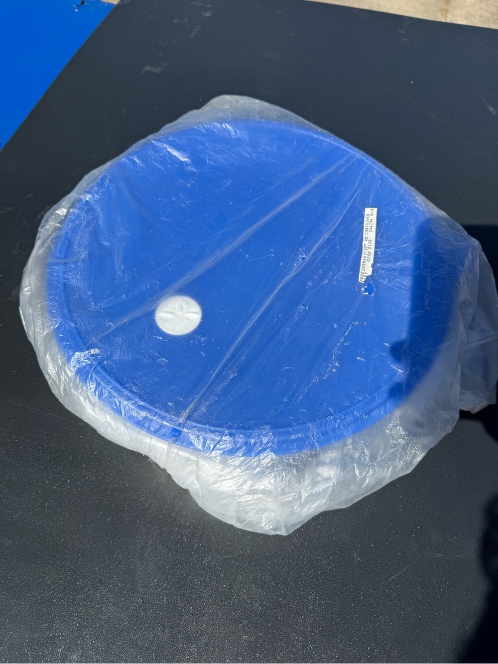 Tupperware Freeze Smart 12in Round Container with Blue Lid and a Vent